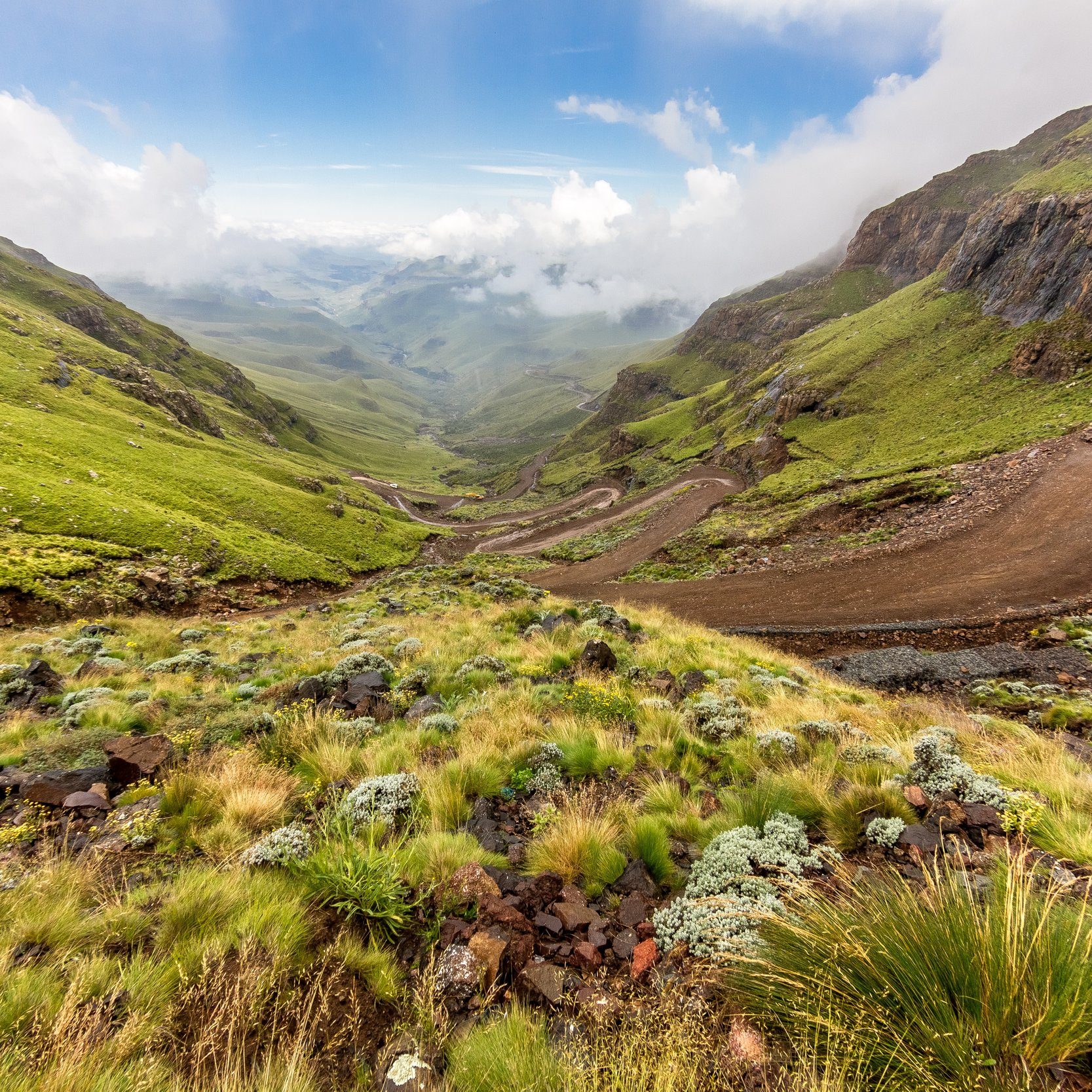 Sani Pass - Mountain road between Lesotho and South Africa